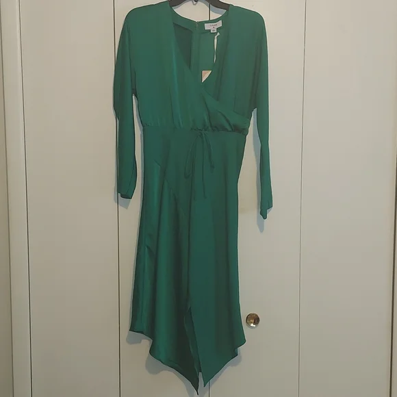 Cushnie for Target Emerald Green Faux Wrap Long Sleeved Dress Size 6 NWT - Picture 4 of 16